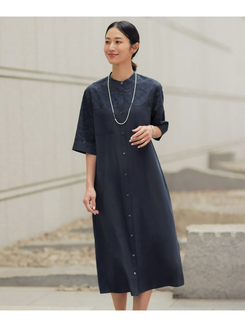 Rakuten - 【WEB限定カラーあり】エンブロイダリー シャツ ワンピース J.PRESS ジェイプレス ワンピース・ドレス シャツワンピース ブルー ネイビー【送料無料】[Rakuten Fashion]