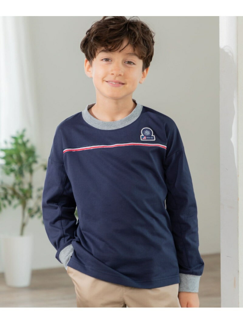 【100-130cm】トリコロールライン カットソー J.PRESS ジェイプレス トップス カットソー・Tシャツ ネイビー ブルー【送料無料】[Rakuten Fashion]