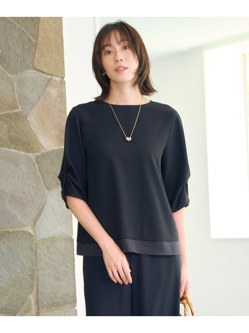 樂天商城 - 【SALE／40%OFF】【洗える・吸水速乾・接触冷感・セットアップ対応】Light ジョーゼット ブラウス J.PRESS ジェイプレス トップス シャツ・ブラウス ネイビー ベージュ ブラック【RBA_E】【送料無料】[Rakuten Fashion]