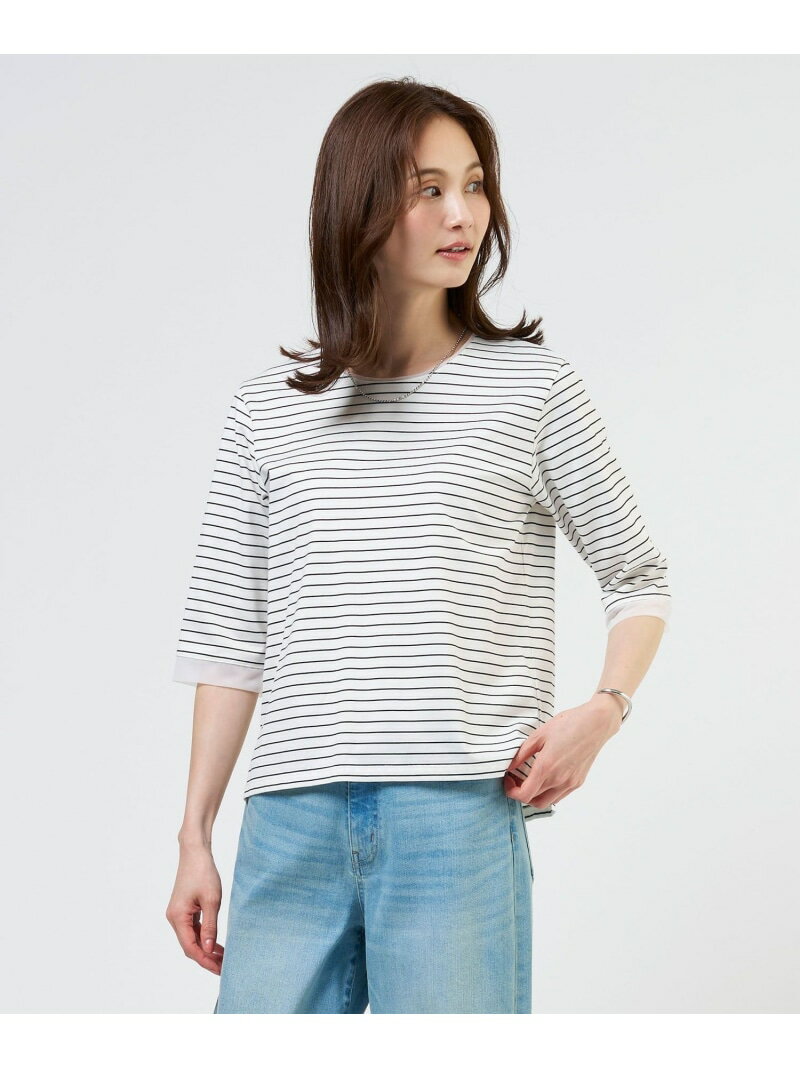 Rakuten - スムースジャージー ボーダー カットソー J.PRESS ジェイプレス トップス カットソー・Tシャツ ホワイト【送料無料】[Rakuten Fashion]