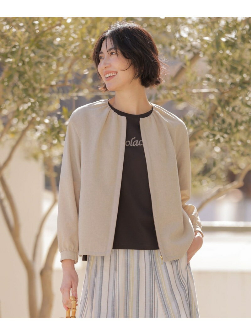 樂天商城 - 【人気素材・季節の変わり目に】BREEZE COOL トロ ノーカラー ブルゾン J.PRESS ジェイプレス ジャケット・アウター ブルゾン・ジャンパー グレー ブラウン ベージュ ネイビー【送料無料】[Rakuten Fashion]