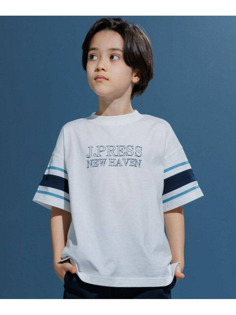 Rakuten - 【100-130cm】ビックシルエット ロゴTシャツ J.PRESS ジェイプレス トップス カットソー・Tシャツ ネイビー ホワイト【送料無料】[Rakuten Fashion]