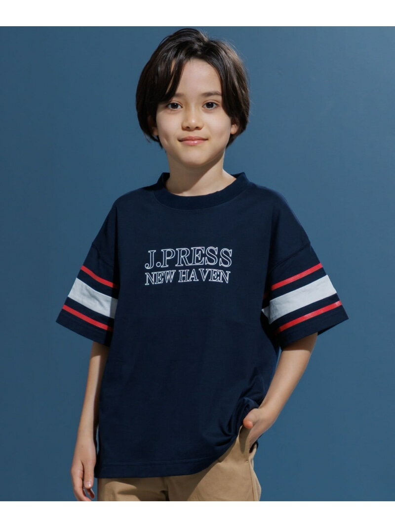 樂天商城 - 【140-170cm】ビックシルエット ロゴTシャツ J.PRESS ジェイプレス トップス カットソー・Tシャツ ネイビー ホワイト【送料無料】[Rakuten Fashion]