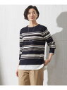 【洗える】RAYON STRETCH BORDER ボートネック ニット J.PRESS LADIES L ジェイプレス トップス ニット ネイビー ホワイト ブルー【送料無料】[Rakuten Fashion]