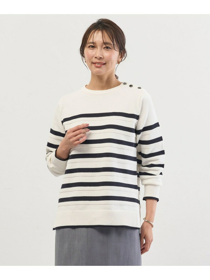 樂天商城 - 【SALE／30%OFF】Cotton Polyester カラーボーダー ニット J.PRESS ジェイプレス トップス ニット ホワイト【RBA_E】【送料無料】[Rakuten Fashion]