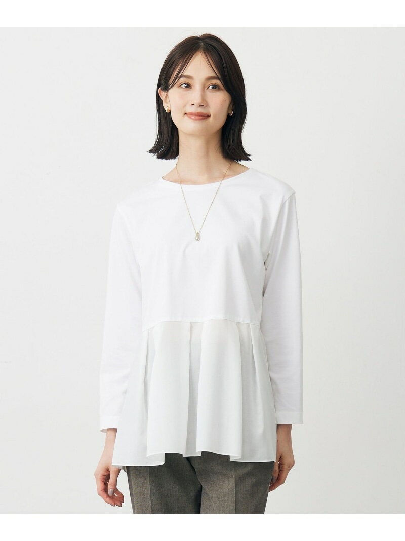 Rakuten - 【WEB限定カラーあり】レイヤードジャージー フレア カットソー J.PRESS ジェイプレス トップス カットソー・Tシャツ ブラック ホワイト【送料無料】[Rakuten Fashion]