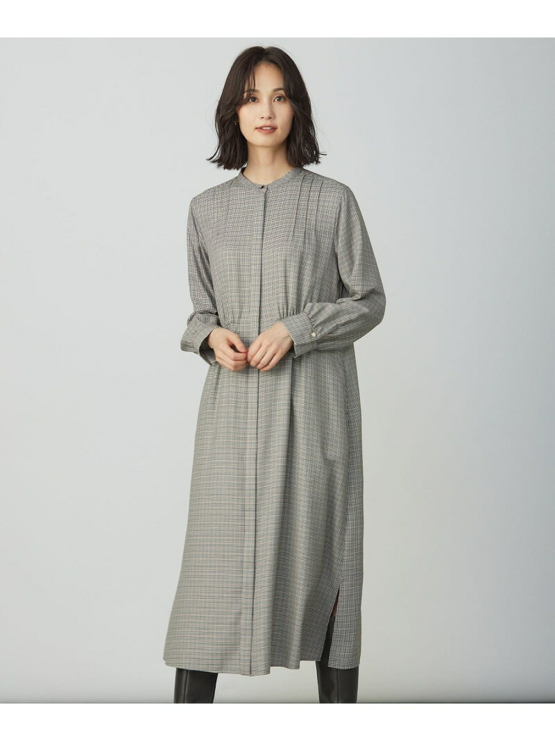 【洗える】サイロチェック ストライプ ワンピース J.PRESS ジェイプレス ワンピース・ドレス シャツワンピース ネイビー ブラウン【送料無料】[Rakuten Fashion]