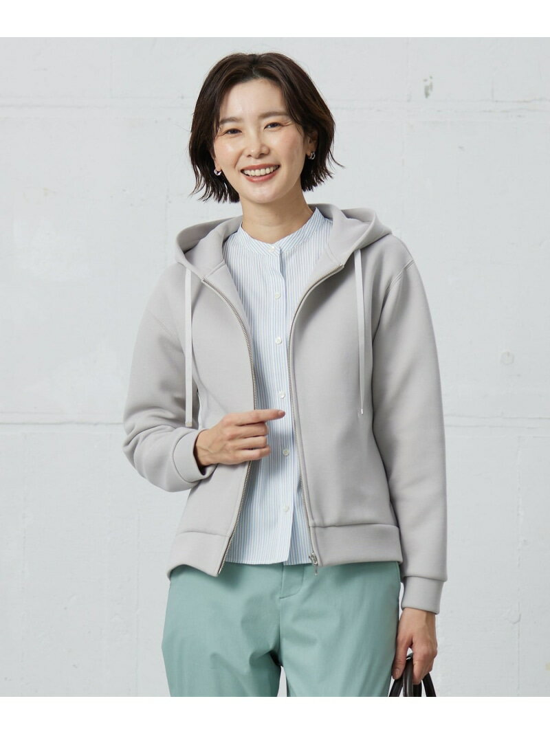 ダンボールジャージー パーカー J.PRESS LADIES L ジェイプレス トップス パーカー・フーディー ベージュ グレー ネイビー ブルー【送料無料】[Rakuten Fashion]