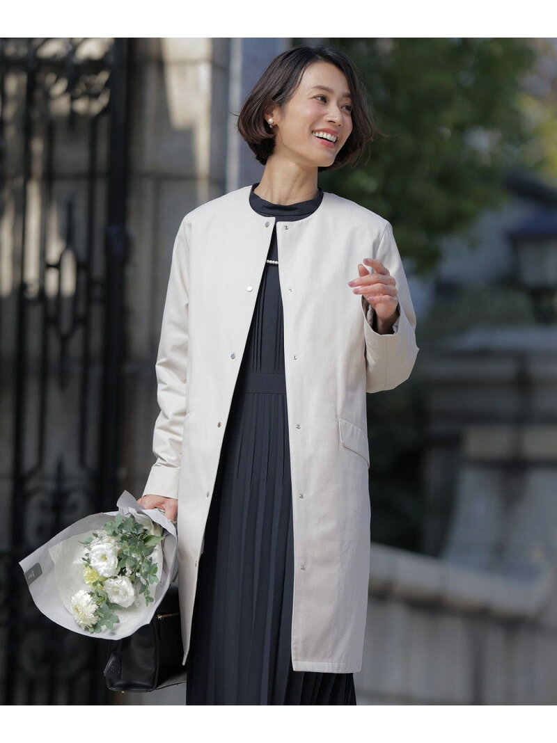 Rakuten - 【ライナー付き】VINAジェットオックス ノーカラー コート J.PRESS LADIES L ジェイプレス ジャケット・アウター ノーカラージャケット グレー ネイビー【送料無料】[Rakuten Fashion]