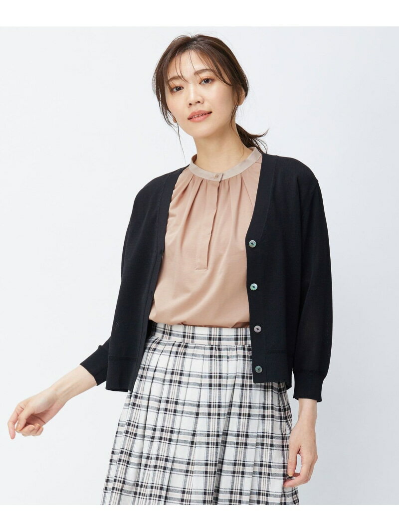 【洗える】リノナチュール Vネック カーディガン J.PRESS ジェイプレス トップス カーディガン ベージュ ブラック ホワイト【送料無料】[Rakuten Fashion]