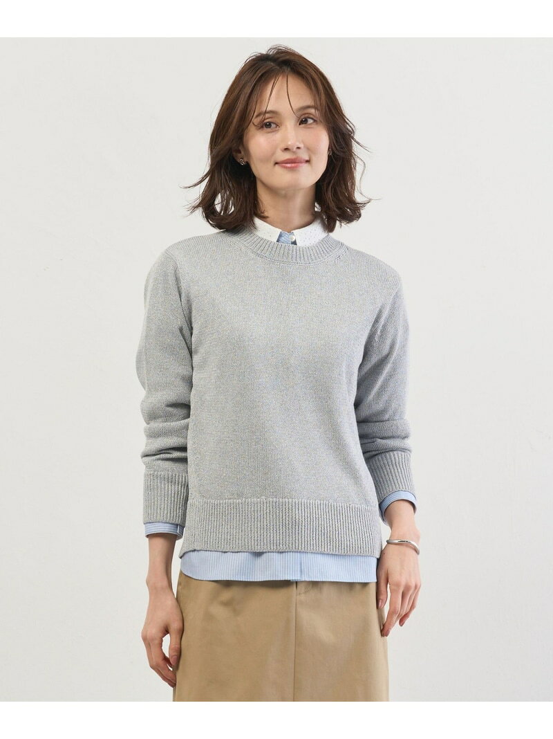 Rakuten - Reeves Shine クルーネック ニット J.PRESS ジェイプレス トップス ニット ベージュ ブルー ピンク イエロー【送料無料】[Rakuten Fashion]