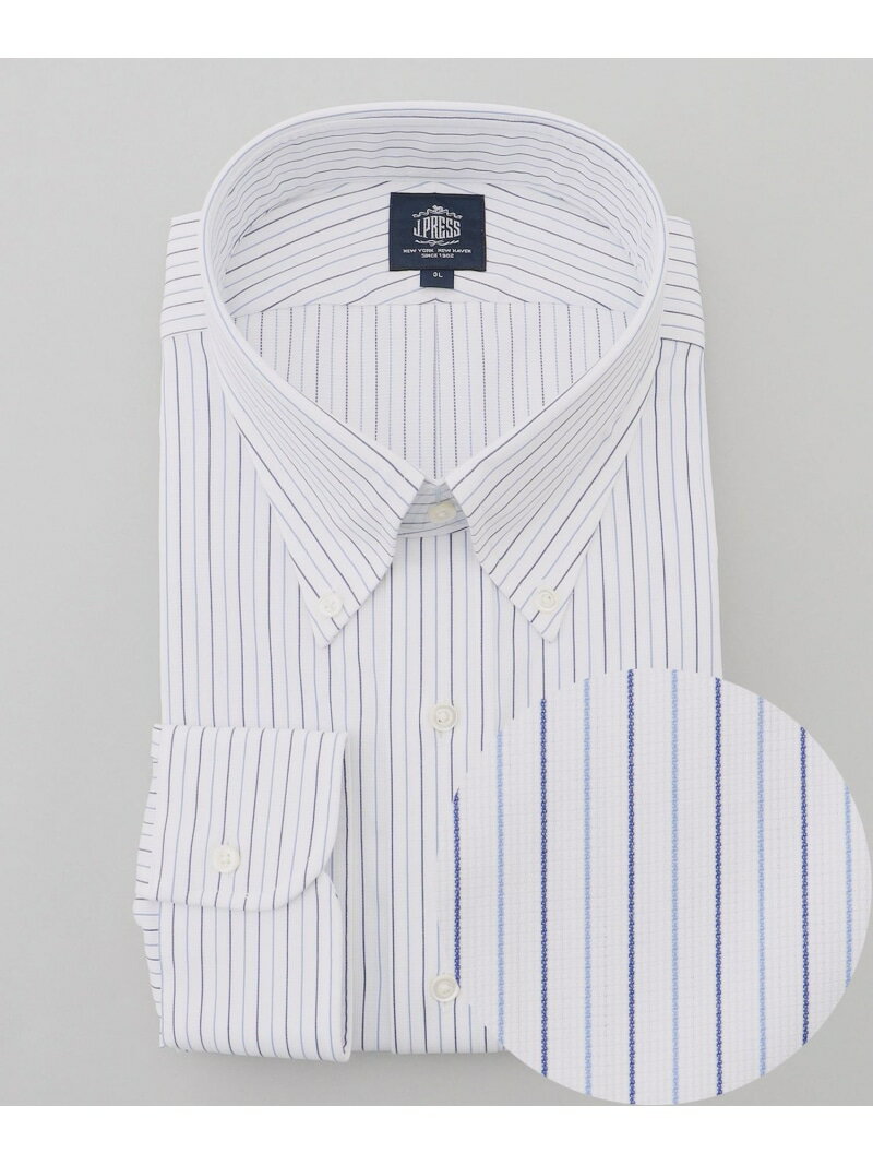 Rakuten - 【KING SIZE】【PREMIUM PLEATS / 形態安定】スーピマコットンパナマストライプ ドレスシャツ / B.D. J.PRESS ジェイプレス トップス シャツ・ブラウス ブルー グリーン【送料無料】[Rakuten Fashion]