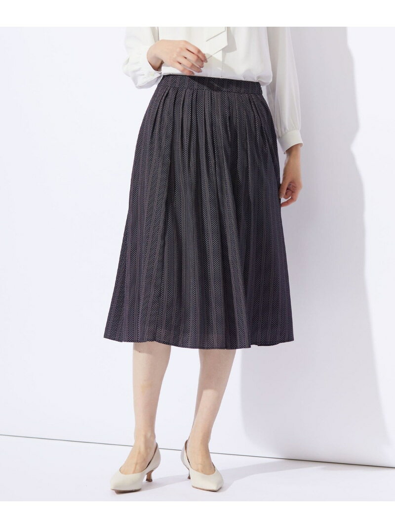 Rakuten - 【SALE／60%OFF】【洗える】ドットデシンプリント タック スカート J.PRESS ジェイプレス スカート ロング・マキシスカート ブラウン ネイビー【RBA_E】【送料無料】[Rakuten Fashion]