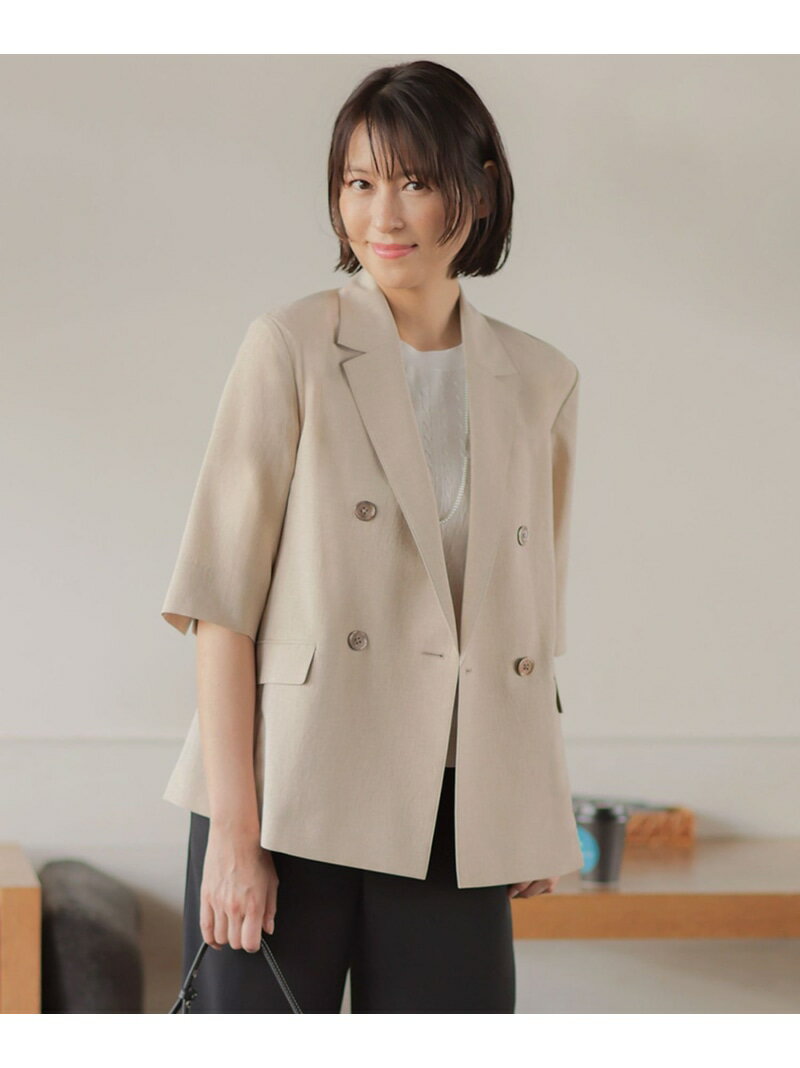 Rakuten - BREEZ COOL トロ ハーフスリーブ ダブル ジャケット J.PRESS ジェイプレス ジャケット・アウター テーラードジャケット・ブレザー ネイビー ベージュ【送料無料】[Rakuten Fashion]