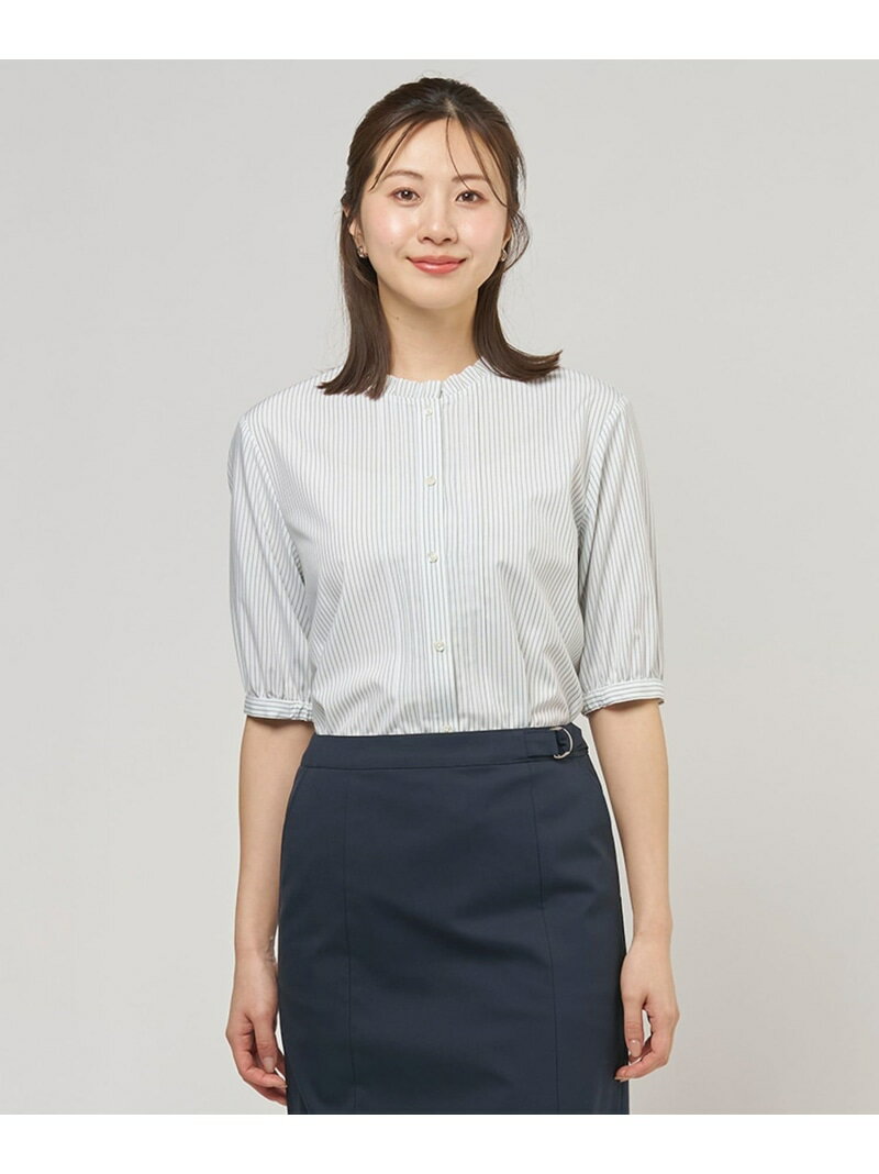 Rakuten - 【一枚で着映え】ソフトストライプ フリル襟 ブラウス J.PRESS LADIES L ジェイプレス トップス シャツ・ブラウス ホワイト ブルー【送料無料】[Rakuten Fashion]