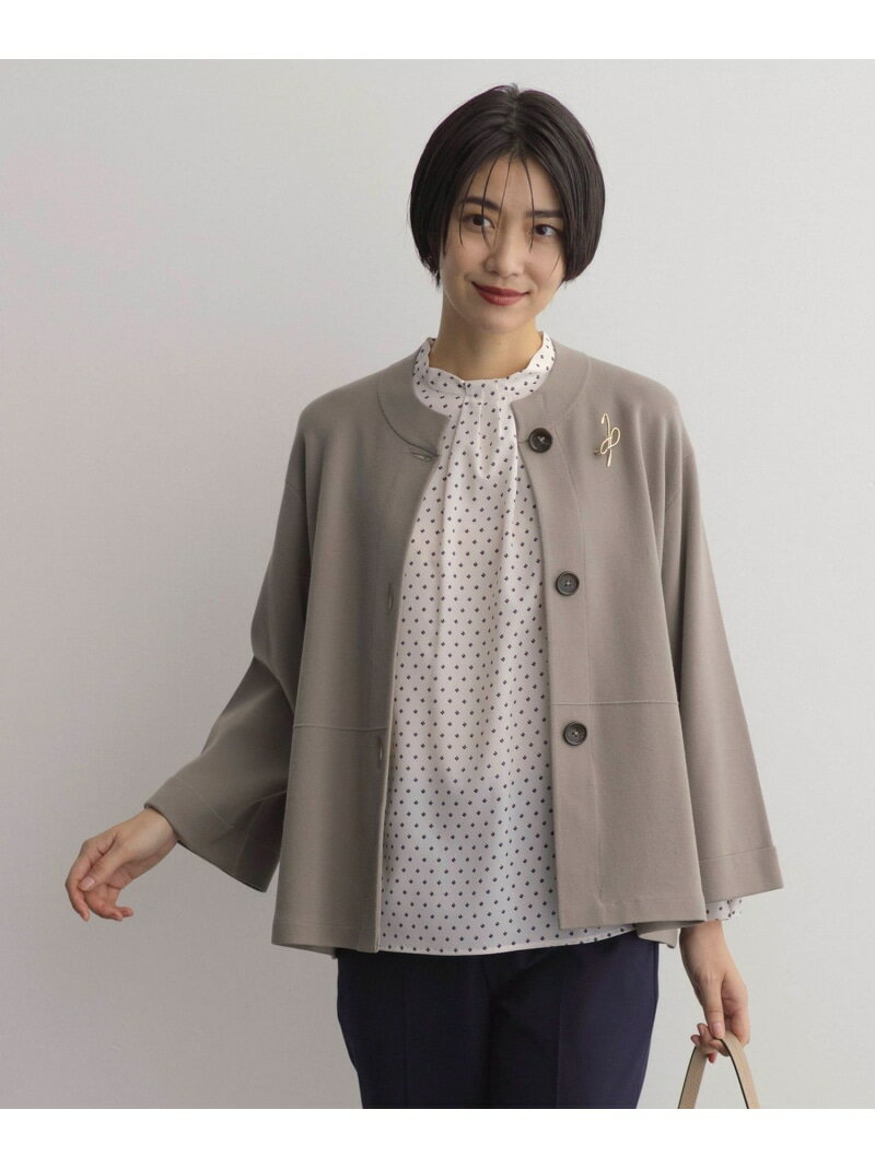 【洗える】VIGODA MILANO ニット ジャケット J.PRESS LADIES L ジェイプレス ジャケット・アウター ノーカラージャケット ブルー ブラウン ブラック【送料無料】[Rakuten Fashion]
