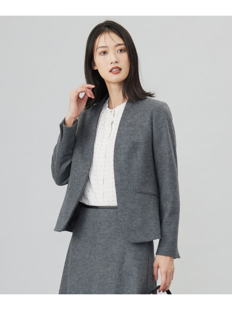 【SALE／50%OFF】【セットアップ対応】ウールスムース ノーカラー ジャケット J.PRESS ジェイプレス ジャケット・アウター ノーカラージャケット ベージュ グレー ネイビー【RBA_E】【送料無料】[Rakuten Fashion]