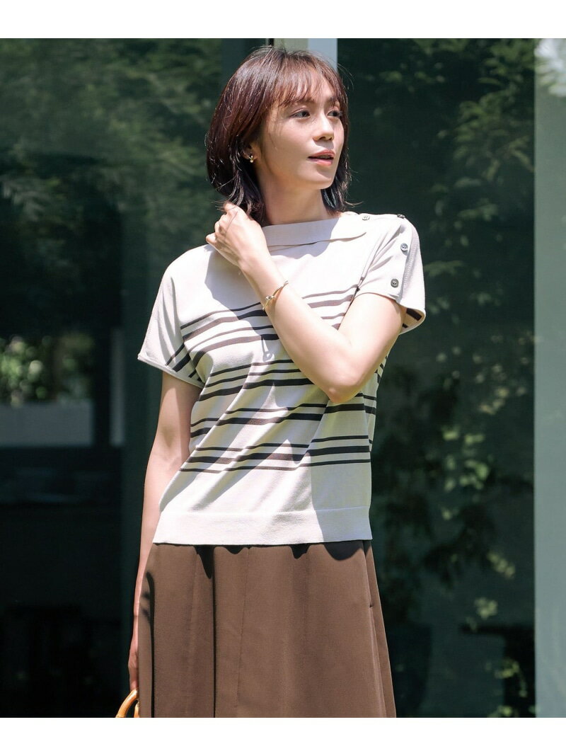 Rakuten - 【SALE／40%OFF】【WEB限定カラーあり・洗える・抗菌防臭】COTTON POLYESTER ボーダー 襟付き ニット J.PRESS LADIES L ジェイプレス トップス ニット ブラウン ネイビー【RBA_E】【送料無料】[Rakuten Fashion]