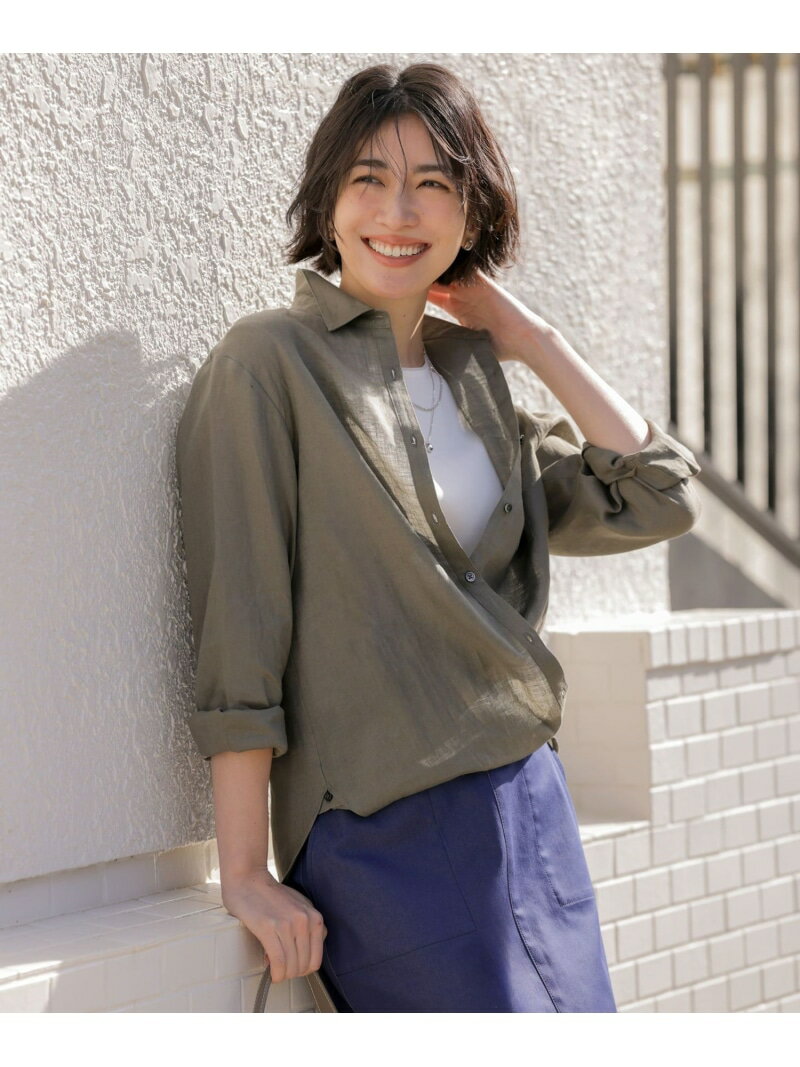Rakuten - 【WEB限定カラーあり・2way・セット着用可】リネン シャツ ブラウス J.PRESS ジェイプレス トップス シャツ・ブラウス ブラウン ピンク ネイビー ベージュ【送料無料】[Rakuten Fashion]