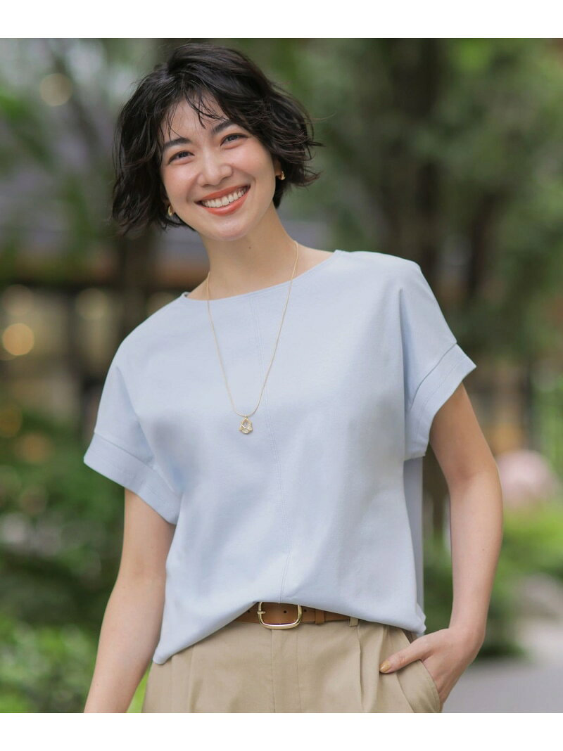 Rakuten - 【2WAY】コットンスムース フレンチスリーブ カットソー J.PRESS ジェイプレス トップス カットソー・Tシャツ ホワイト ブラウン グレー ネイビー グリーン ブルー【送料無料】[Rakuten Fashion]