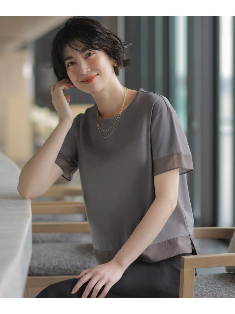 Rakuten - 【シーンレスに活躍】コットンスムース シアーデザイン カットソー J.PRESS LADIES L ジェイプレス トップス カットソー・Tシャツ グレー ホワイト グリーン ネイビー ブルー ブラウン【送料無料】[Rakuten Fashion]