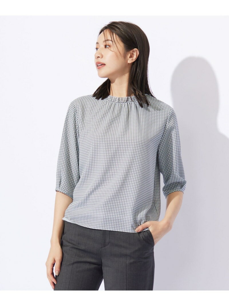 樂天商城 - 【SALE／50%OFF】千鳥プリント フリル襟 カットソー J.PRESS ジェイプレス トップス カットソー・Tシャツ ネイビー ホワイト グレー【RBA_E】【送料無料】[Rakuten Fashion]