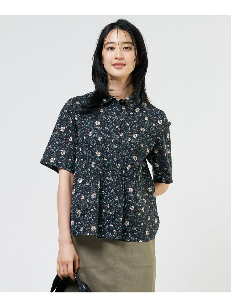 Rakuten - 【一枚で着映え】Liberty Avina & Maude シャツ ブラウス J.PRESS ジェイプレス トップス シャツ・ブラウス ベージュ ネイビー【送料無料】[Rakuten Fashion]