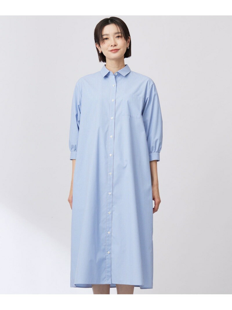 【洗える・接触冷感・UVケア】エステネージュ シャツワンピース J.PRESS ジェイプレス ワンピース・ドレス シャツワンピース ブラック ブルー ネイビー【送料無料】[Rakuten Fashion]