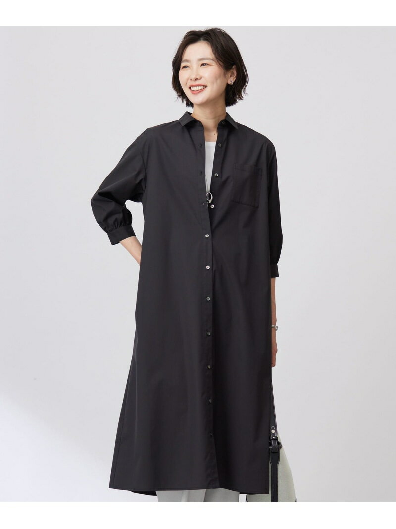 【洗える・接触冷感・UVケア】エステネージュ シャツワンピース J.PRESS ジェイプレス ワンピース・ドレス シャツワンピース ブラック ブルー ネイビー【送料無料】[Rakuten Fashion]