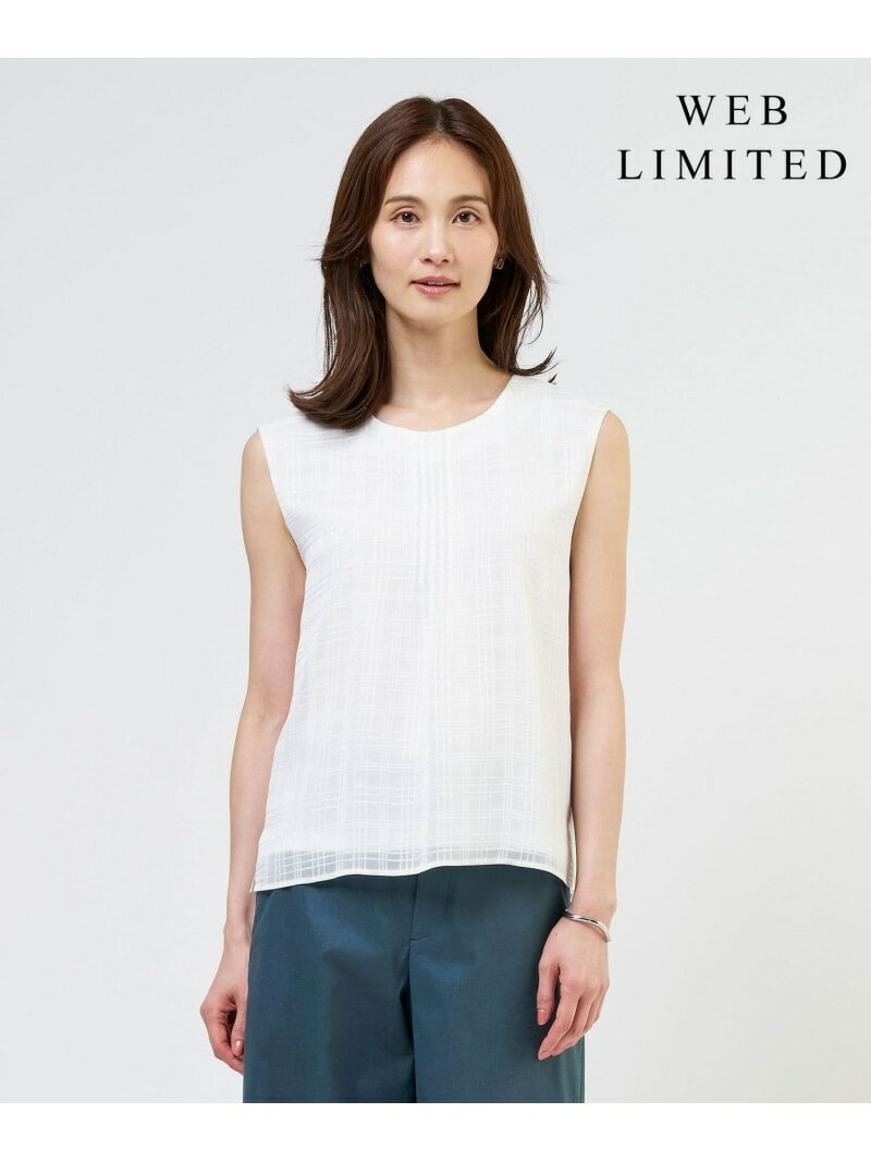 Rakuten - 【WEB限定】シアーチェック ノースリーブ カットソー J.PRESS ジェイプレス トップス カットソー・Tシャツ ブラック ホワイト【送料無料】[Rakuten Fashion]