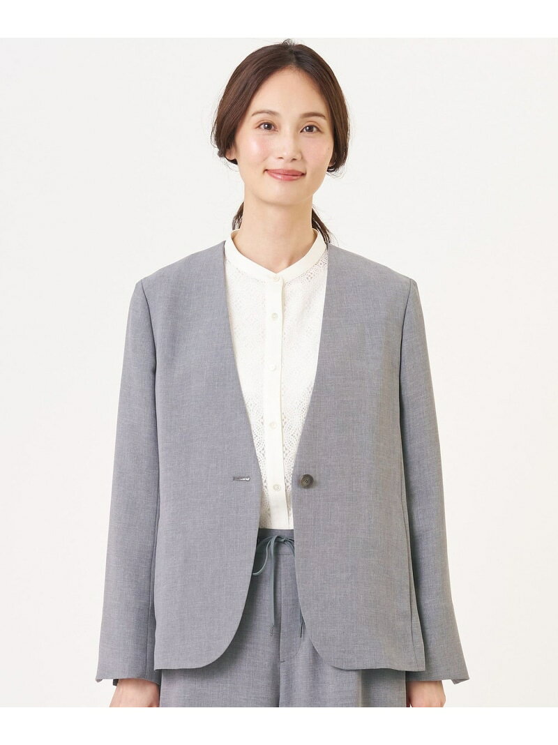 【セットアップ対応】MELANGE ライトツイル ノーカラー ジャケット J.PRESS LADIES L ジェイプレス ジャケット・アウター ノーカラージャケット【送料無料】[Rakuten Fashion]