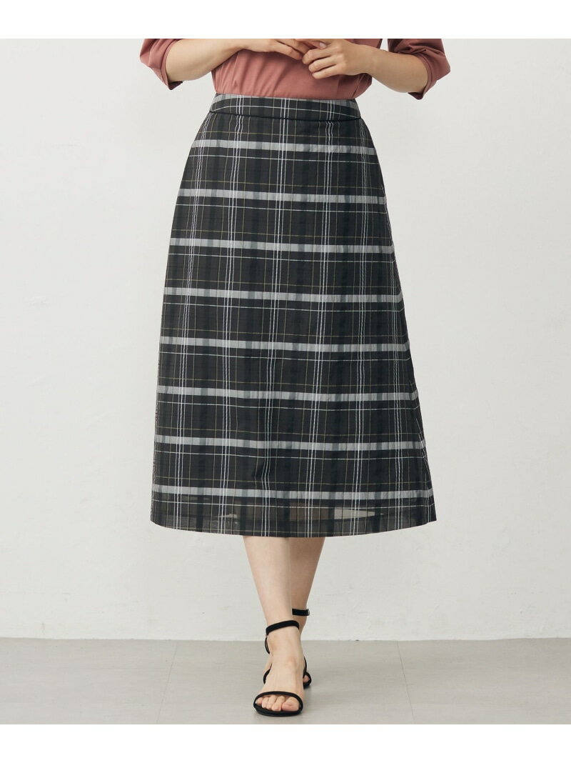 Rakuten - 【SALE／50%OFF】【洗える】シアーチェック スカート J.PRESS LADIES L ジェイプレス スカート ロング・マキシスカート ブラウン ブラック【RBA_E】【送料無料】[Rakuten Fashion]
