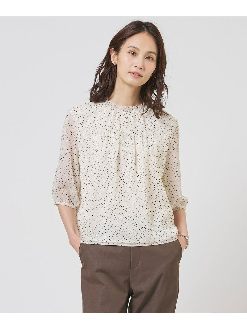 Rakuten - シアードットプリント カットソー J.PRESS LADIES L ジェイプレス トップス カットソー・Tシャツ ネイビー ベージュ【送料無料】[Rakuten Fashion]