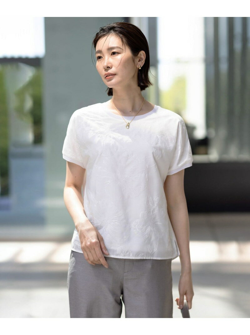Rakuten - 【SALE／40%OFF】【洗える】シアーエンブロイダリー カットソー J.PRESS LADIES L ジェイプレス トップス カットソー・Tシャツ ネイビー グレー ホワイト【RBA_E】【送料無料】[Rakuten Fashion]