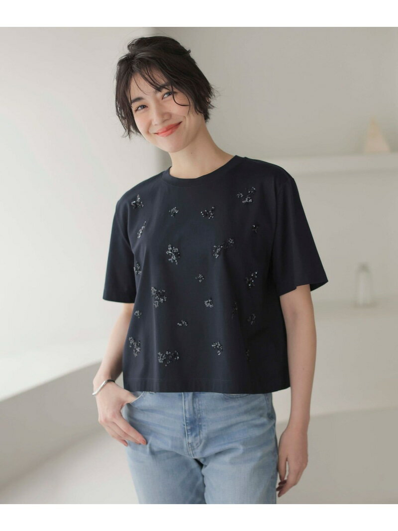 Rakuten - 【SALE／40%OFF】【洗える】スパンコール Tシャツ J.PRESS LADIES L ジェイプレス トップス カットソー・Tシャツ グレー ホワイト ネイビー【RBA_E】【送料無料】[Rakuten Fashion]
