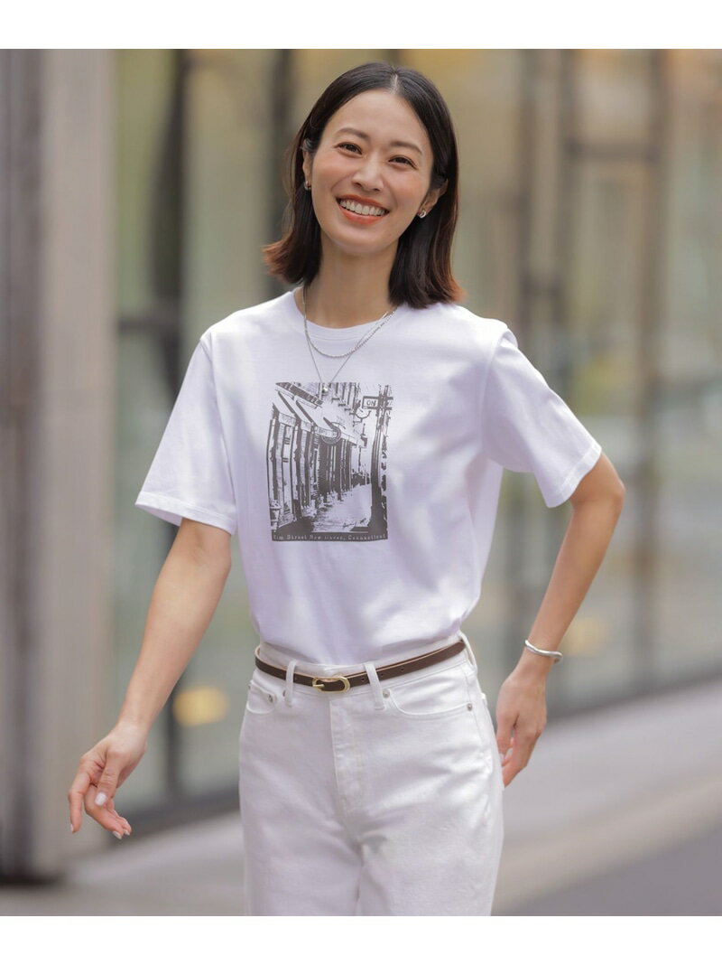 Rakuten - プリント Tシャツ J.PRESS ジェイプレス トップス カットソー・Tシャツ ホワイト グレー【送料無料】[Rakuten Fashion]