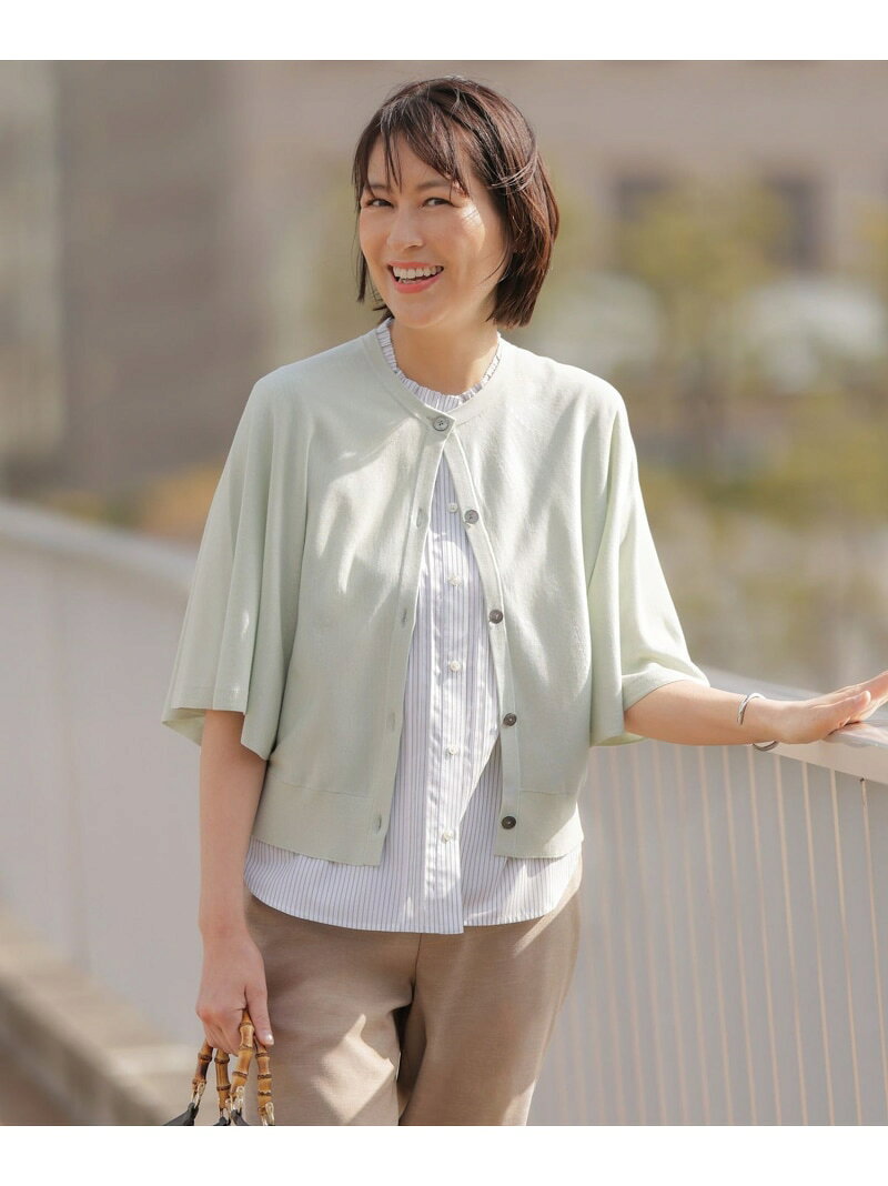Rakuten - COTTON ACETATE DRY バタフライスリーブ カーディガン J.PRESS ジェイプレス トップス カーディガン ホワイト グレー ネイビー グリーン【送料無料】[Rakuten Fashion]