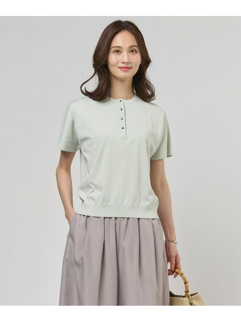 Rakuten - COOL MINT COTTON POLYESTER ヘンリーネック ニット プルオーバー J.PRESS ジェイプレス トップス ニット グレー ネイビー グリーン【送料無料】[Rakuten Fashion]