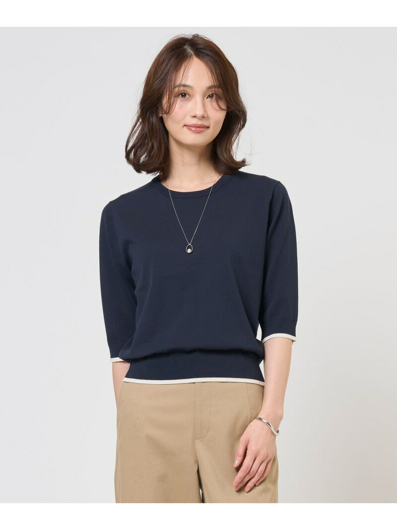 BASIC HT COTTON クルーネック ニット J.PRESS ジェイプレス トップス ニット ネイビー ベージュ ピンク【送料無料】[Rakuten Fashion]