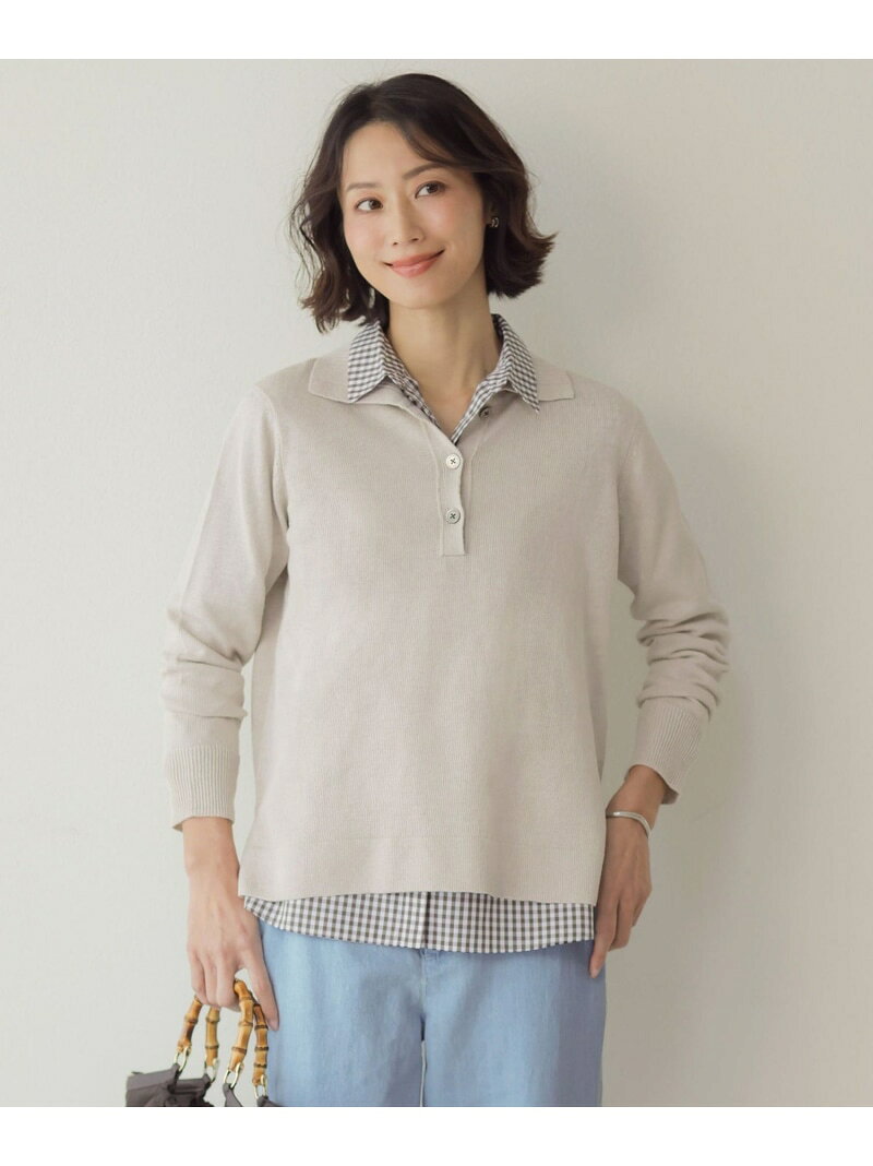 樂天商城 - 【SALE／30%OFF】リネンコットンコード ポロ ニット J.PRESS ジェイプレス トップス ニット ネイビー ベージュ【RBA_E】【送料無料】[Rakuten Fashion]
