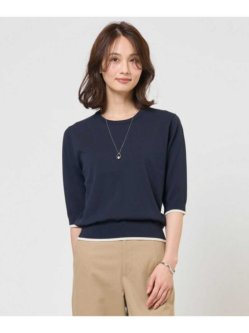 BASIC HT COTTON クルーネック ニット J.PRESS ジェイプレス トップス ニット ネイビー ピンク ベージュ【送料無料】[Rakuten Fashion]