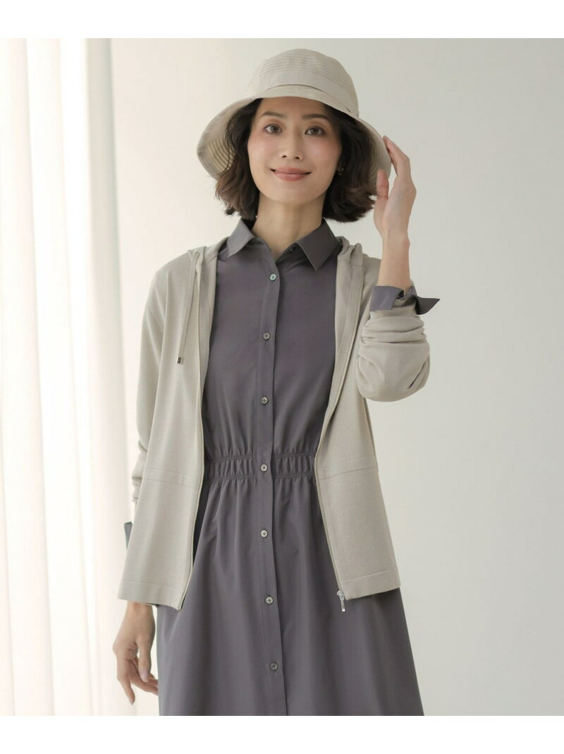 Rakuten - 【冷房対策に】Hood Cardigan ニット パーカー J.PRESS LADIES L ジェイプレス トップス カーディガン ネイビー ベージュ【送料無料】[Rakuten Fashion]