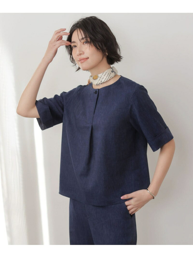Rakuten - 【セット着用可】リネンバイオシャンブレー ブラウス J.PRESS ジェイプレス トップス シャツ・ブラウス ベージュ ネイビー ブラウン【送料無料】[Rakuten Fashion]