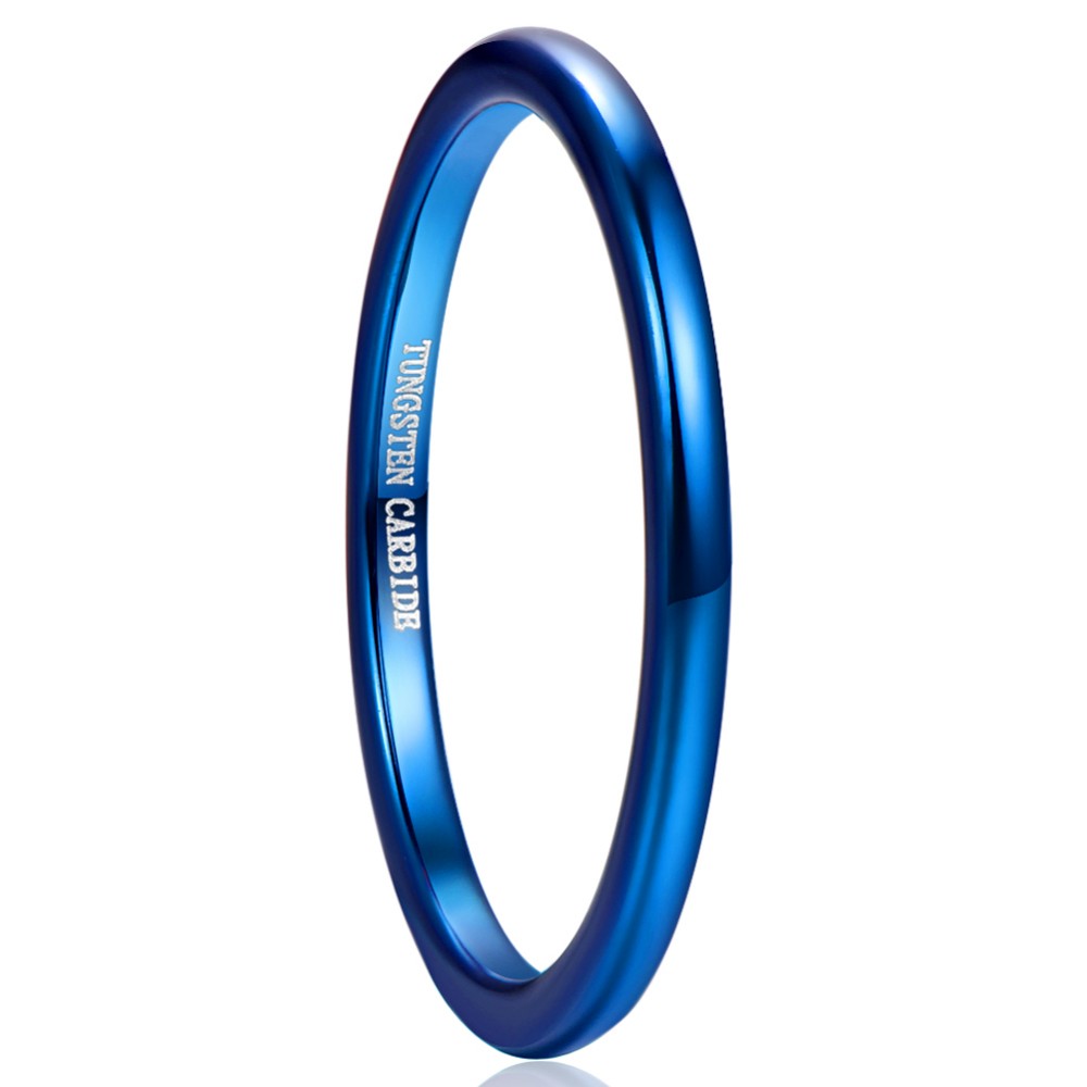 指輪 リング メンズ タングステン指輪 ブルー 極細い ブラッシュ仕上げ シンプル ファッションリング 12号～25号 ピンキーリング タングステンリング おしゃれ プレゼント ギフト 高級 かっこいい 色落ちにくい 質感良い 幅:2mm JQUEEN