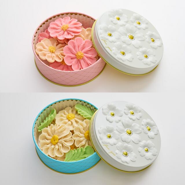 お花のぼうろ2缶セット（コスモス・マーガレット）　送料無料　食べられるお花　北海道の老舗
