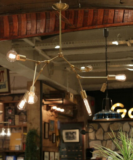 SOLID BRASS LAMP 6ARM CHANDELIER ソリッドブラス ペンダントランプ 6アーム シャンデリア 家具 ランプ 照明 ライト インテリア 照明 ライト ランプ