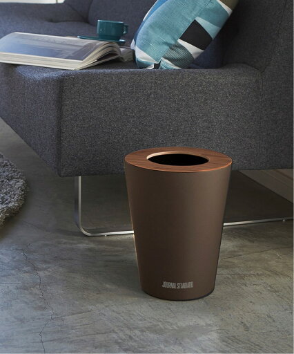 JOURNAL STANDARD FURNITURE  JSF ROUND TRASH CAN BR 【TOWER / タワー×JSF】 蓋付きトラッシュカン ブラウン ゴミ袋が見えない 限定カラー(代引不可)