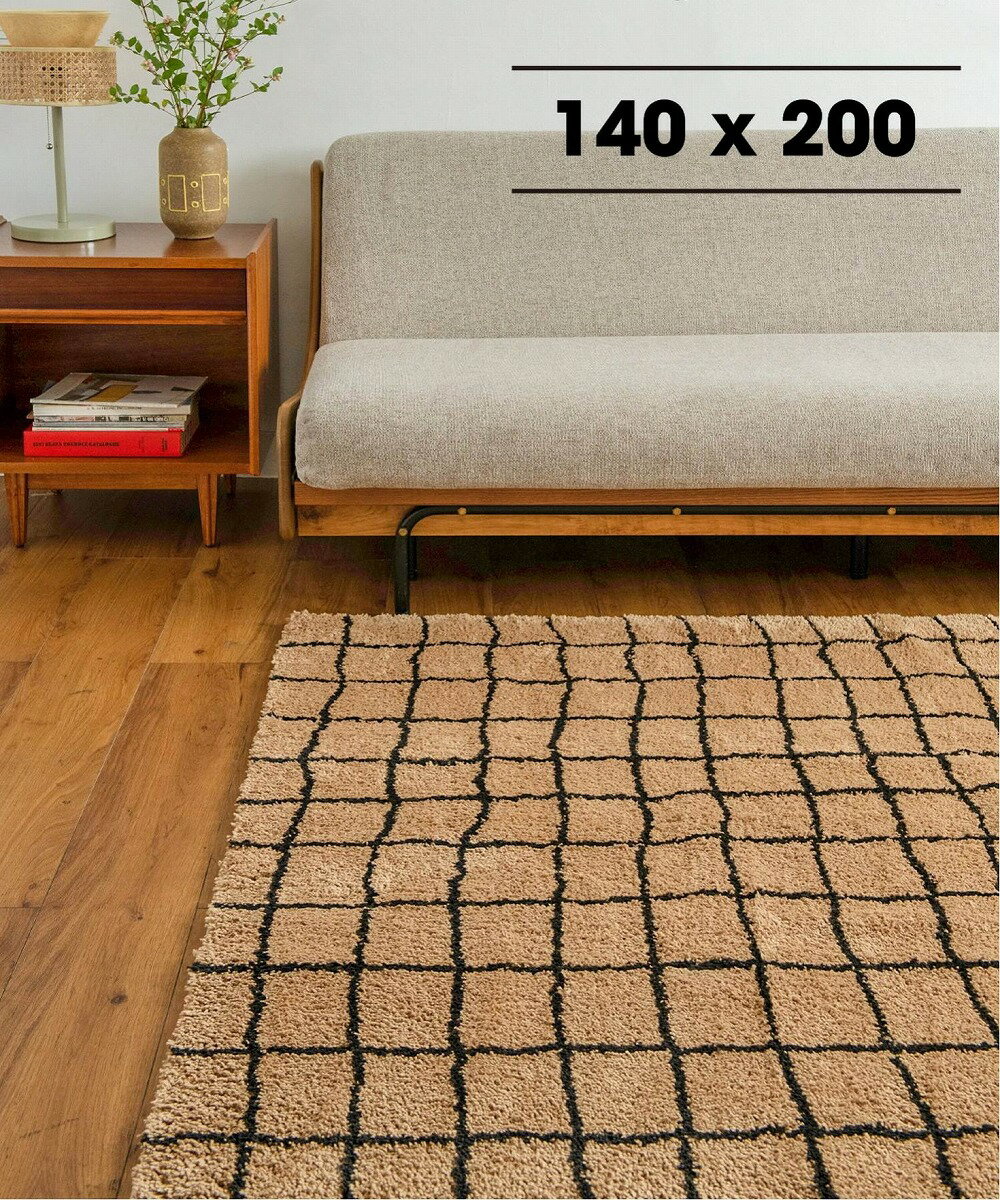 JOURNAL STANDARD FURNITURE  GRID RUG CM 140×200cm グリッド ラグ 140×200cm キャメル ラグ ラグマット マット ラグカーペット カーペット レビューでマルシェバッグプレゼント