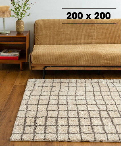 レビューでマルシェバッグプレゼント JOURNAL STANDARD FURNITURE  GRID RUG NA 200×200cm グリッド ラグ 200×200cm ナチュラル ラグ ラグマット マット ラグカーペット カーペット