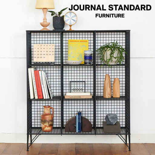 journal standard FurnitureのJOURNAL STANDARD FURNITURE  PAXTON MESH RACK 9 GRID パクストン メッシュラック 9グリッド ラック 棚 オープンラック 3段 3列 ヴィンテージ モダン スチール 黒 おしゃれ 収納(リビング収納)